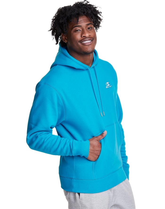 Champion Klassiska Fleece Embroidered Applique Logo Hoodie Herr Blå | 0498125-QK