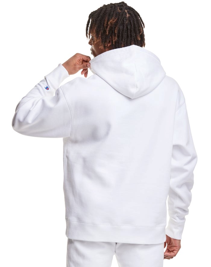 Champion Klassiska Fleece Embroidered Applique Logo Hoodie Herr Vita | 0768132-LN