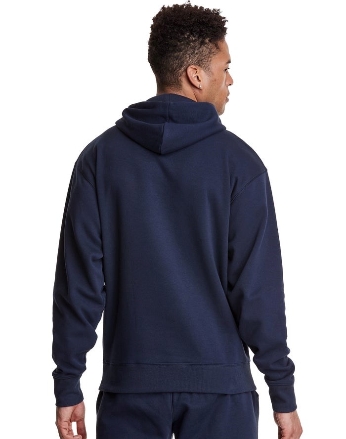 Champion Klassiska Fleece Embroidered Applique Logo Hoodie Herr Marinblå | 4168052-CS