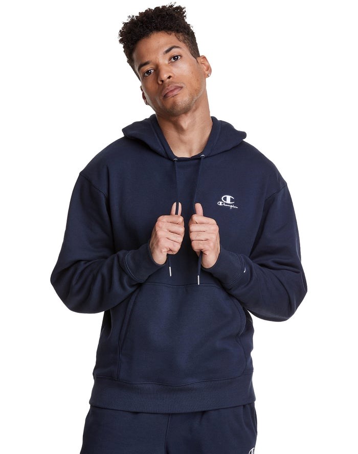 Champion Klassiska Fleece Embroidered Applique Logo Hoodie Herr Marinblå | 4168052-CS