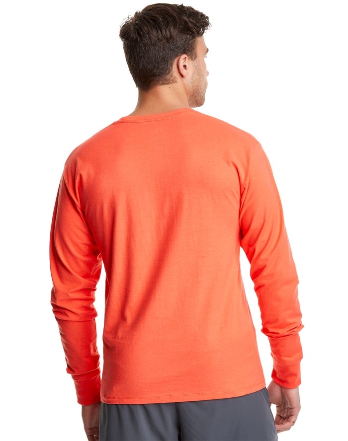 Champion Klassiska Jersey Long-Sleeve Script Logo T-shirt Herr Orange | 8435176-FE