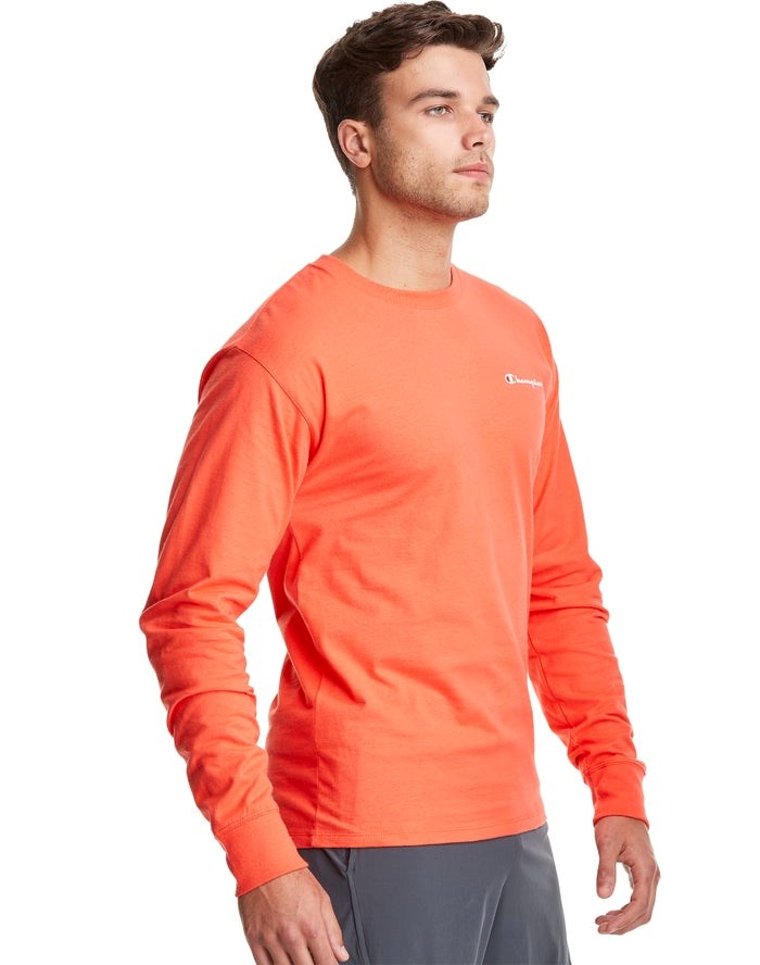 Champion Klassiska Jersey Long-Sleeve Script Logo T-shirt Herr Orange | 8435176-FE