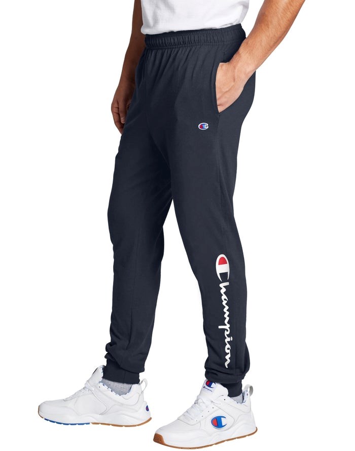 Champion Klassiska Jersey Script Logo Sweatpants Herr Marinblå | 3624157-BE