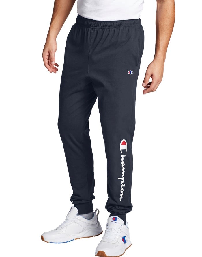 Champion Klassiska Jersey Script Logo Sweatpants Herr Marinblå | 3624157-BE