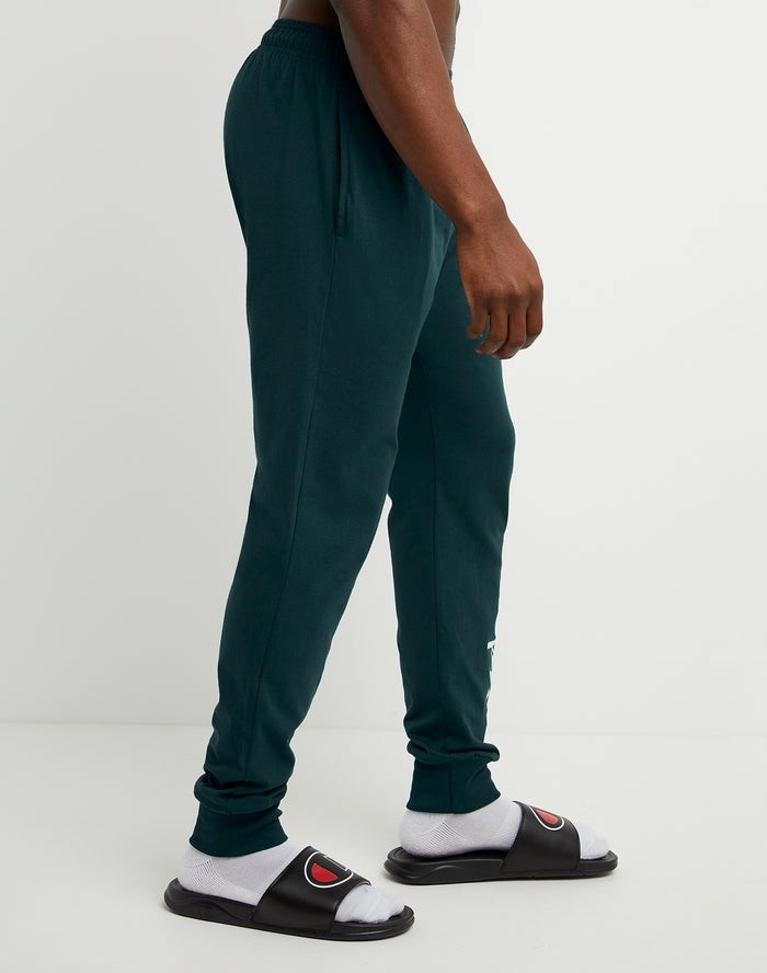 Champion Klassiska Jersey Script Logo Sweatpants Herr Mörkgröna | 8643927-AX