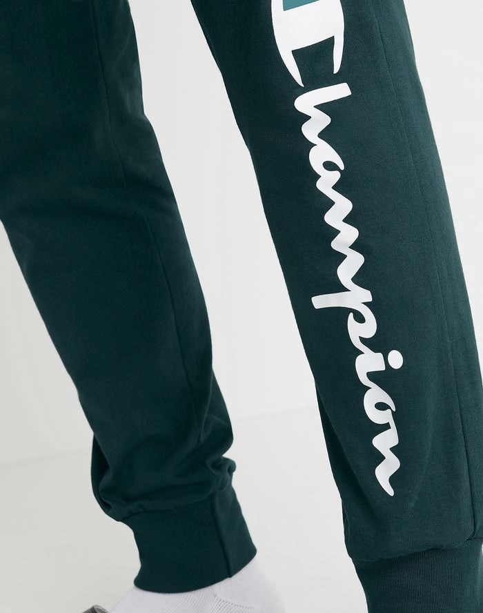 Champion Klassiska Jersey Script Logo Sweatpants Herr Mörkgröna | 8643927-AX