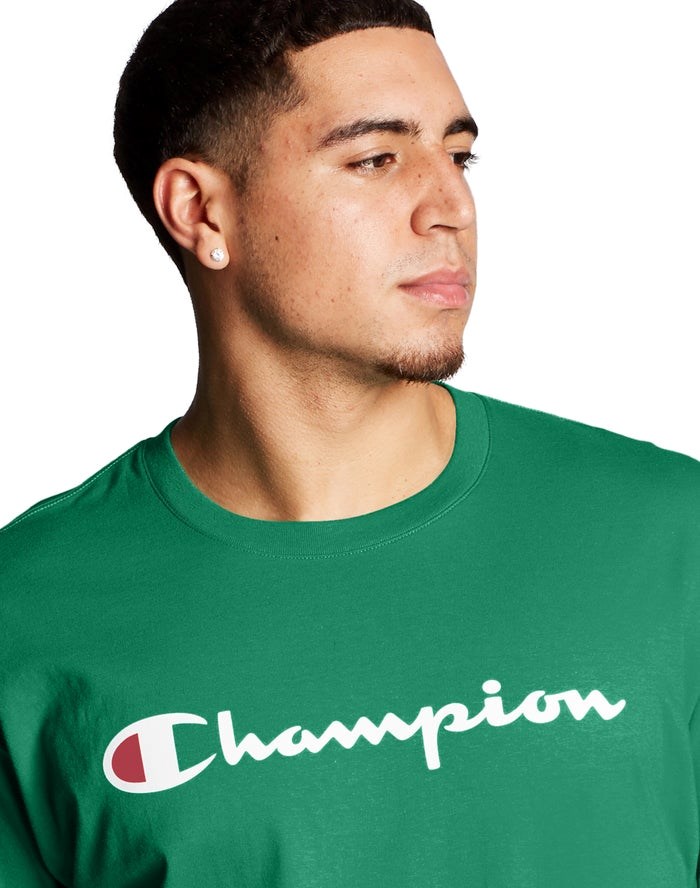 Champion Klassiska Jersey Script Logo T-shirt Herr Gröna | 1573860-ZU