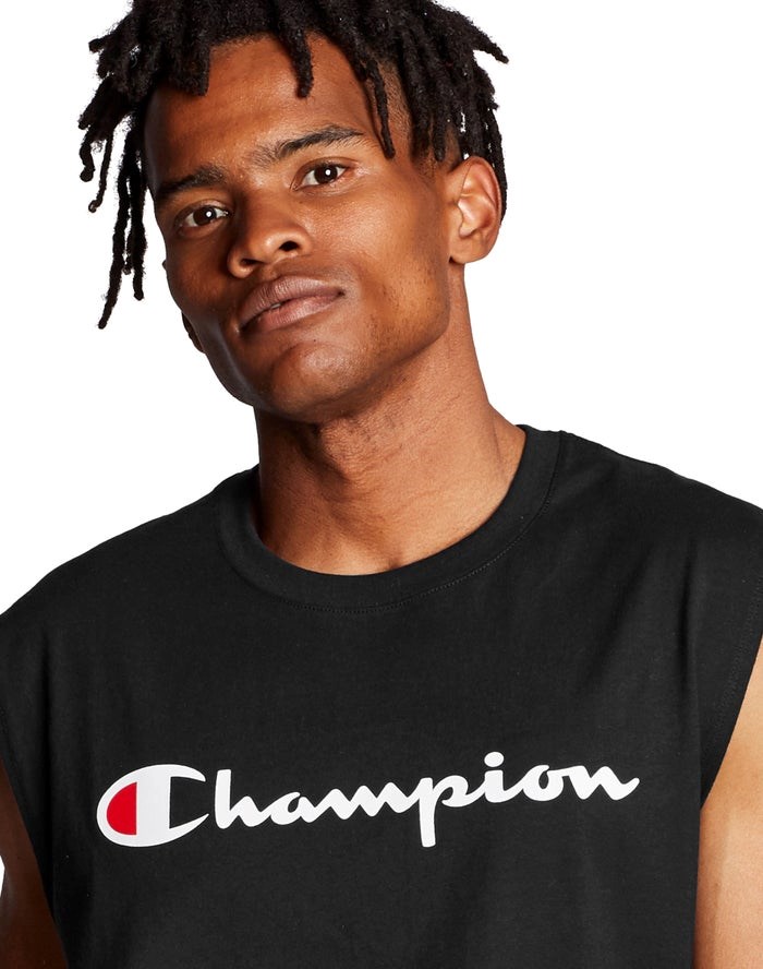 Champion Klassiska Jersey Script Logo T-shirt Herr Svarta | 2190347-WS