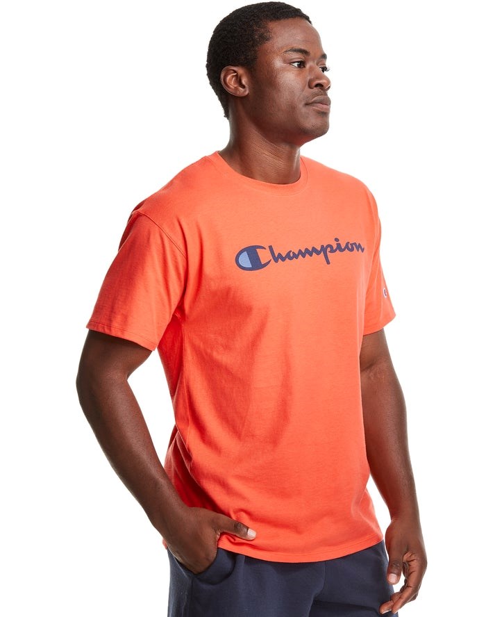 Champion Klassiska Jersey Script Logo T-shirt Herr Orange | 5107982-JF