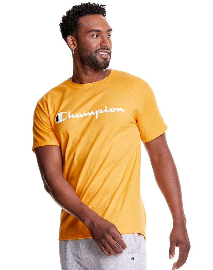 Champion Klassiska Jersey Script Logo T-shirt Herr Gula | 6782013-XV