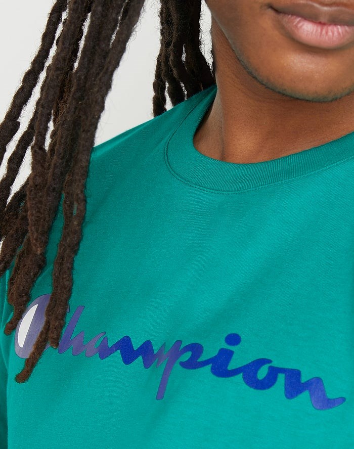 Champion Klassiska Jersey Script Logo T-shirt Herr Turkos | 8147352-GK