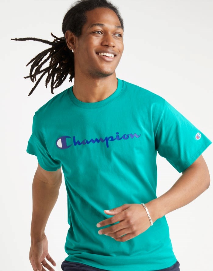 Champion Klassiska Jersey Script Logo T-shirt Herr Turkos | 8147352-GK