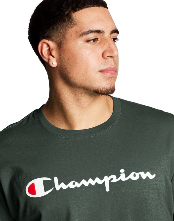 Champion Klassiska Jersey Script Logo T-shirt Herr Mörkgröna | 9602158-NW