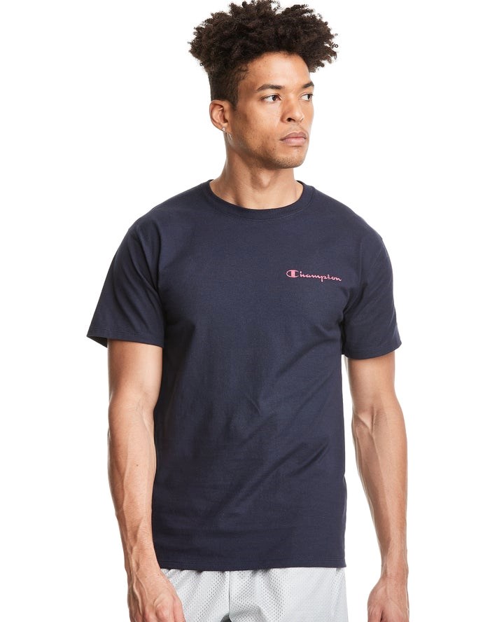 Champion Klassiska Jersey T-shirt Herr Marinblå | 1635724-EZ