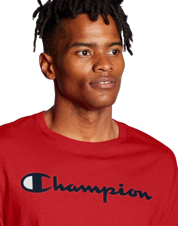 Champion Klassiska Long-Sleeve Script Logo T-shirt Herr Röda | 1685037-PU