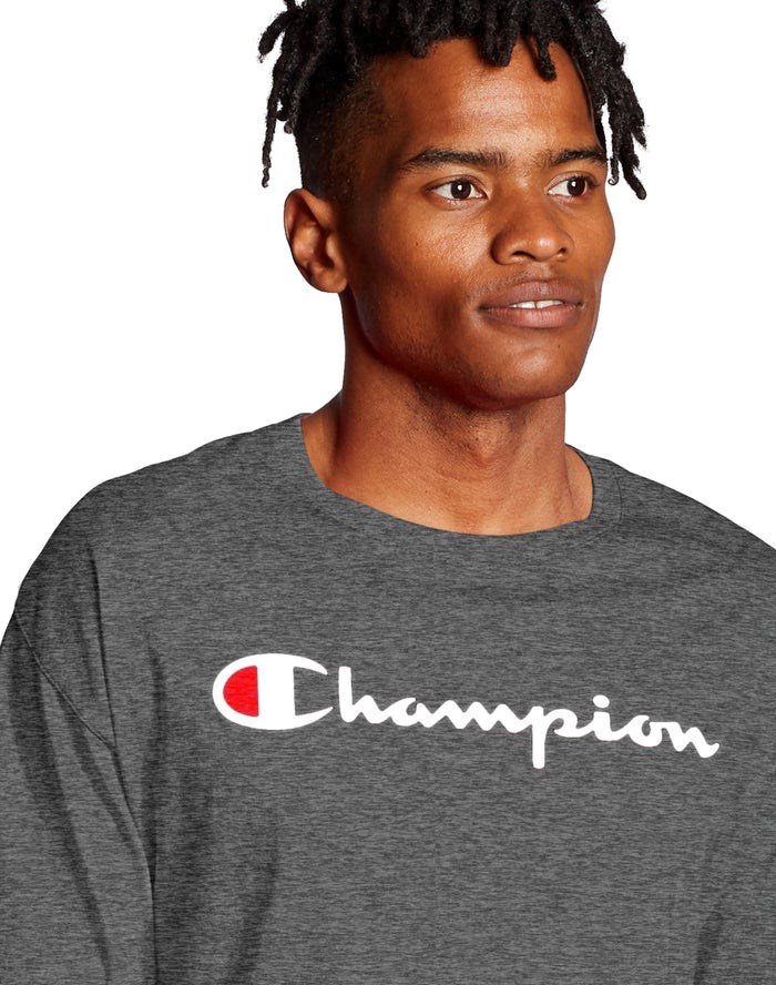 Champion Klassiska Long-Sleeve Script Logo T-shirt Herr Mörkgrå | 2517603-LQ