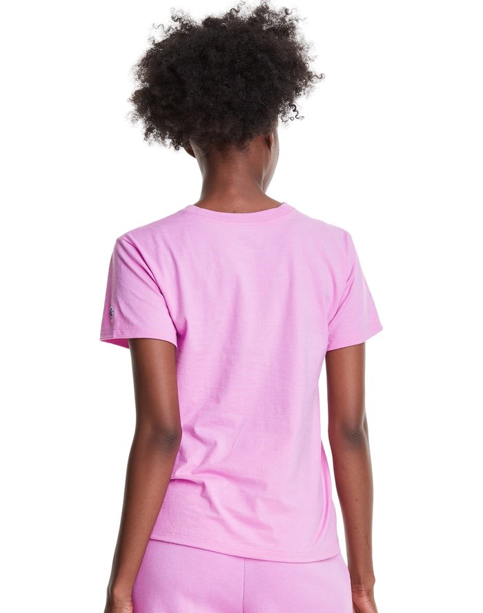 Champion Klassiska Script Logo T-shirt Dam Rosa | 2401657-YW