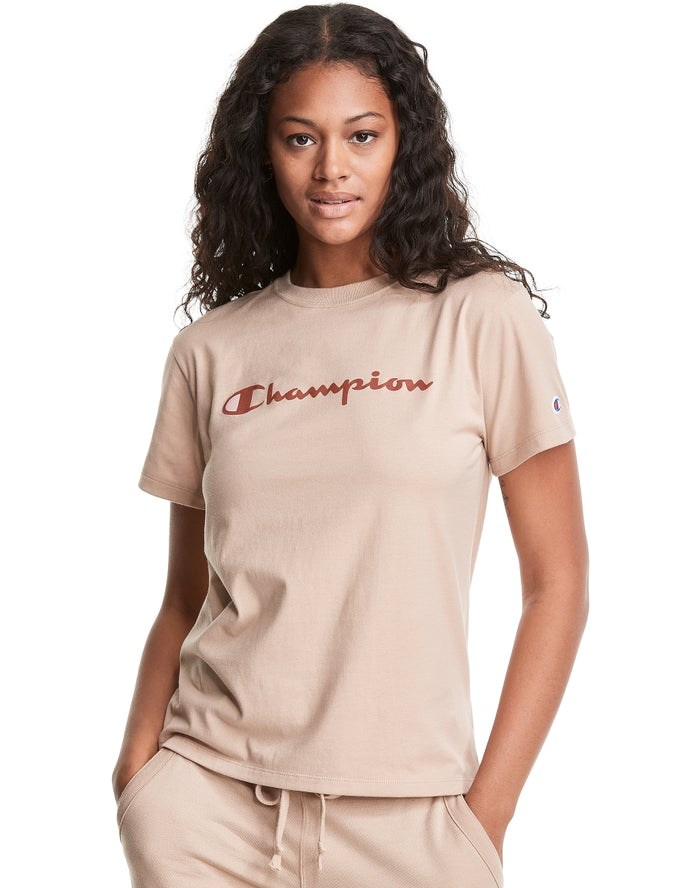 Champion Klassiska T-shirt Dam Khaki | 0976243-ZM