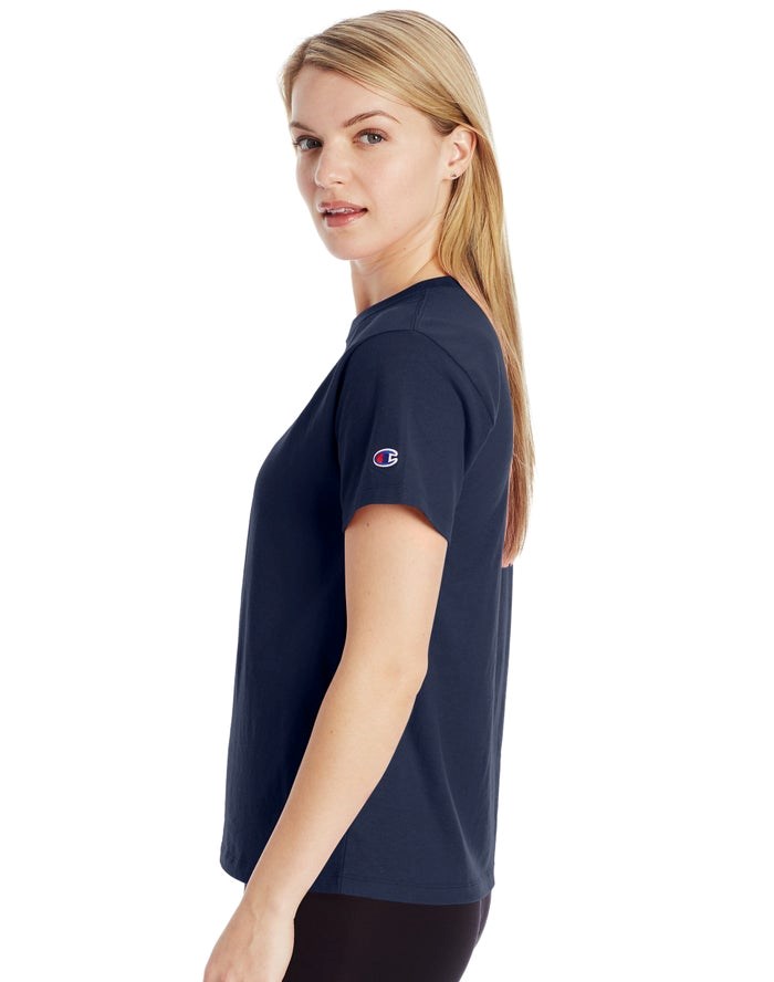 Champion Klassiska T-shirt Dam Marinblå | 1849632-AV