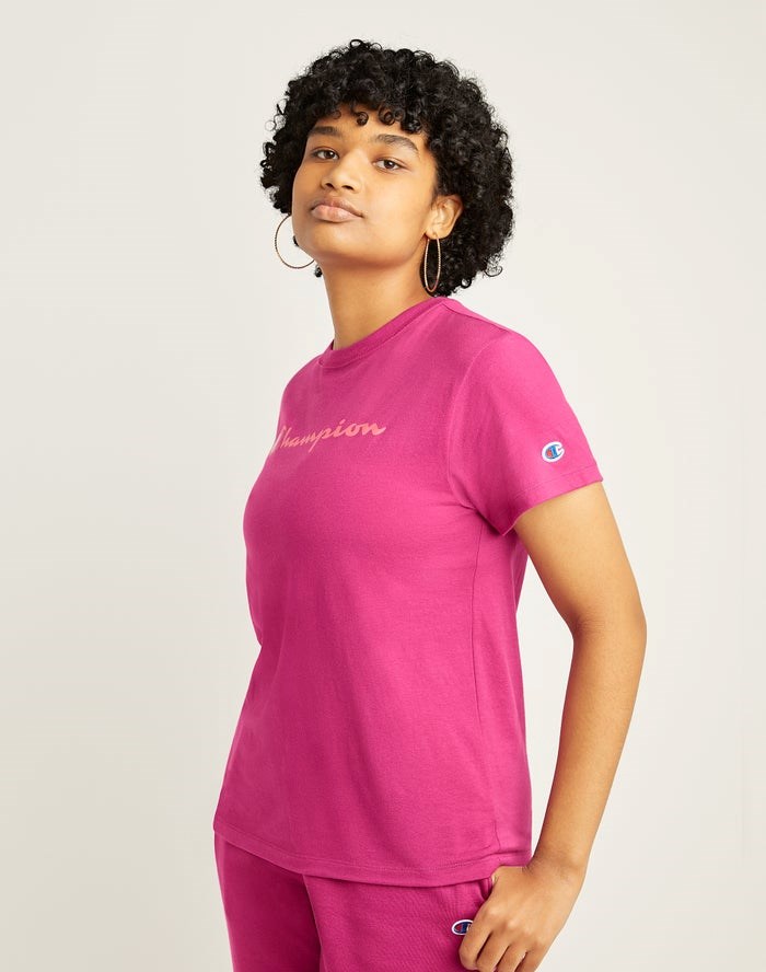 Champion Klassiska T-shirt Dam Rosa | 7106528-IG