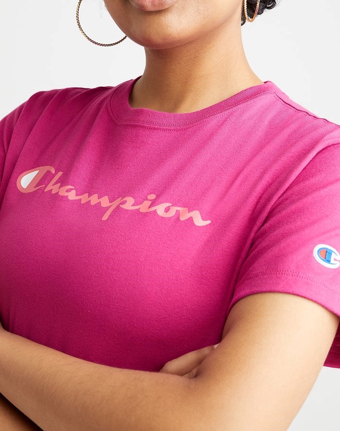 Champion Klassiska T-shirt Dam Rosa | 7106528-IG