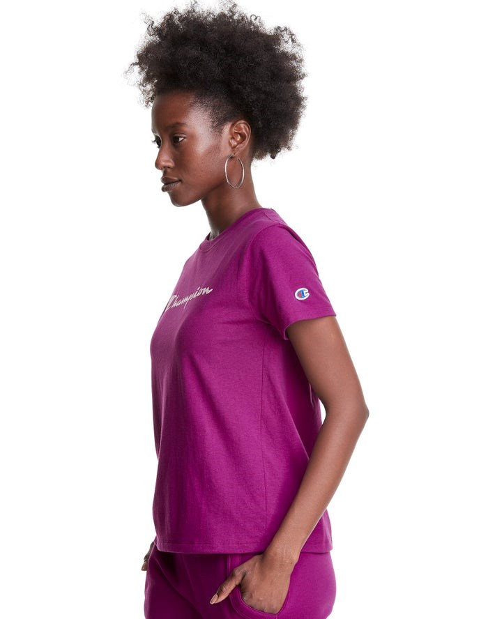 Champion Klassiska T-shirt Dam Rosa | 8632745-BN