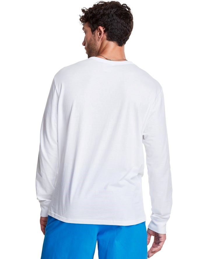 Champion Long-Sleeve Lätta C Logo T-shirt Herr Vita | 3590418-ZV