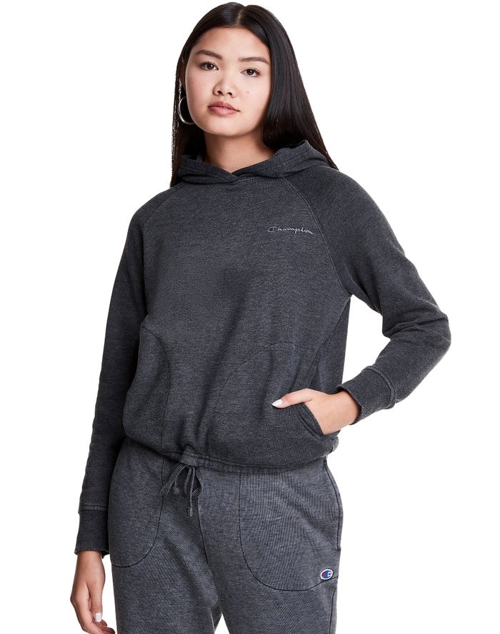 Champion Lounge Cinch Bottom Hoodie Dam Svarta | 8329607-HA