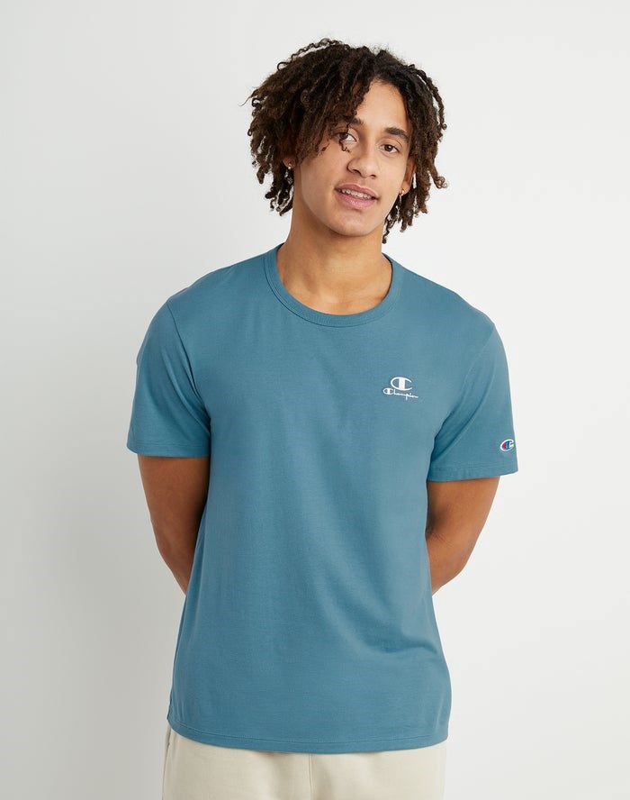 Champion Lätta C Logo Applique T-shirt Herr Blå | 1394025-HA