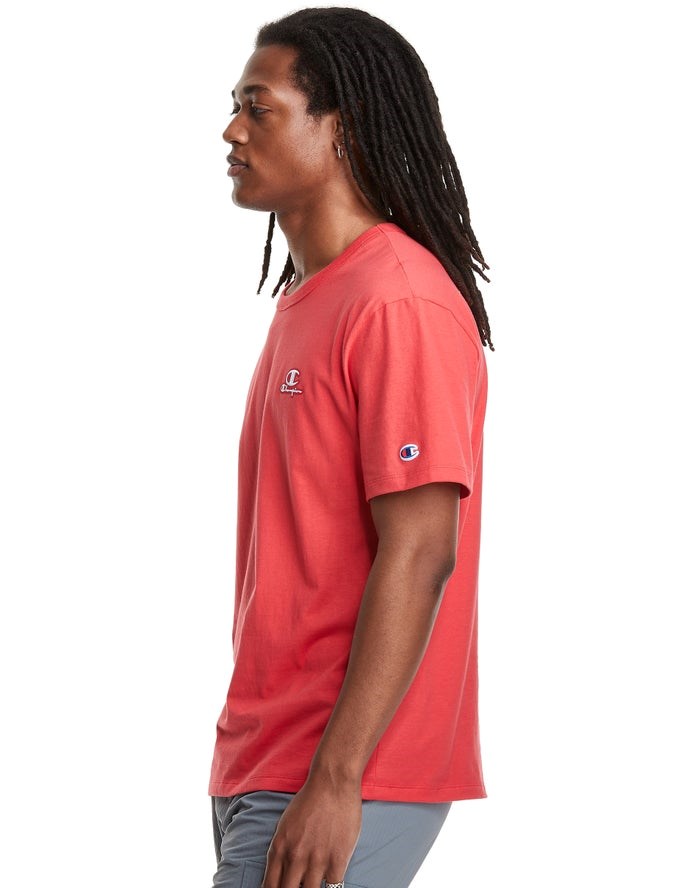 Champion Lätta C Logo Applique T-shirt Herr Röda | 1820763-CE