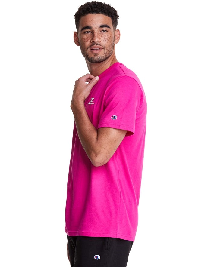 Champion Lätta C Logo Applique T-shirt Herr Rosa | 1960382-JL