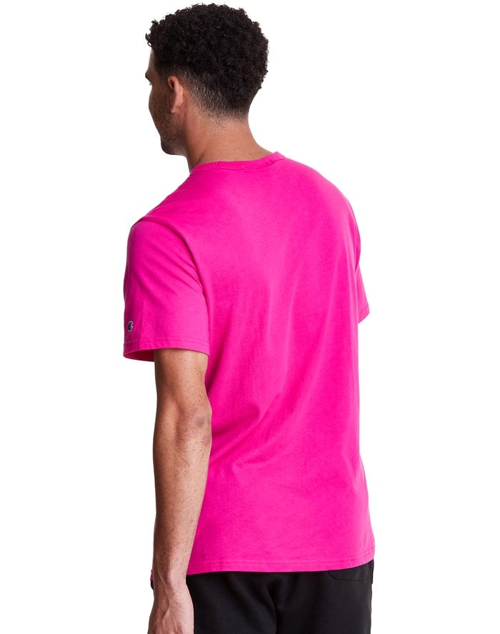 Champion Lätta C Logo Applique T-shirt Herr Rosa | 1960382-JL