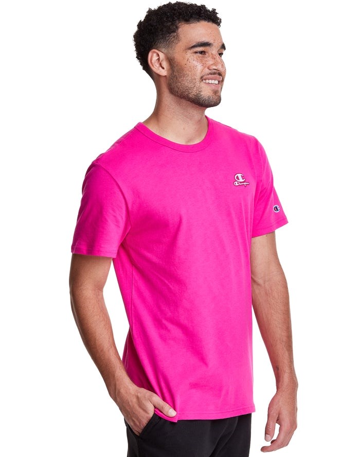 Champion Lätta C Logo Applique T-shirt Herr Rosa | 1960382-JL