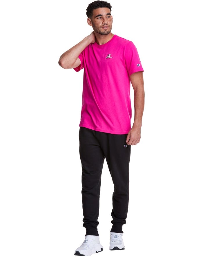 Champion Lätta C Logo Applique T-shirt Herr Rosa | 1960382-JL