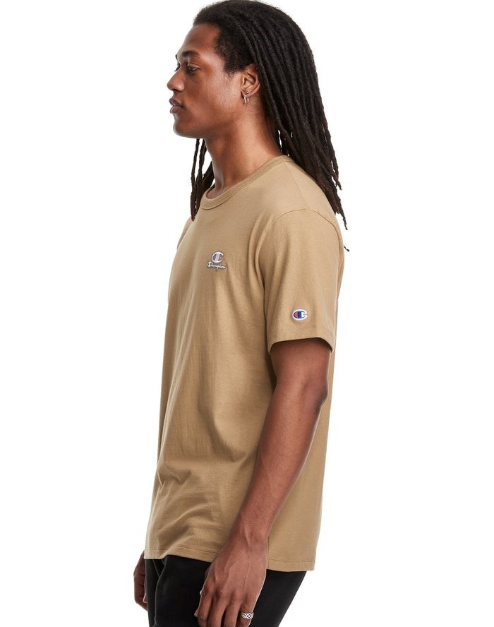 Champion Lätta C Logo Applique T-shirt Herr Khaki | 8132674-CS