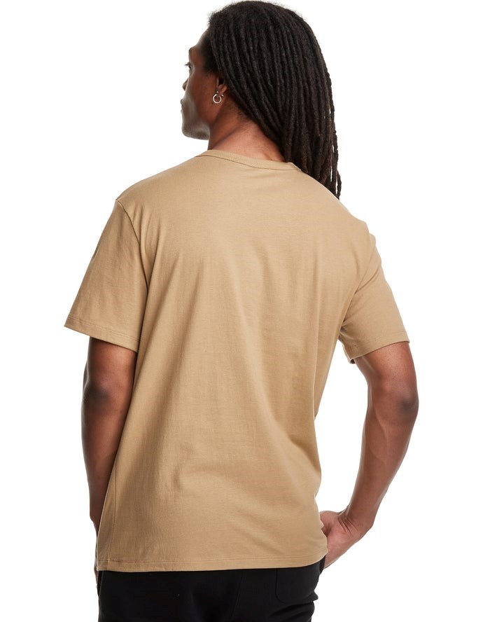 Champion Lätta C Logo Applique T-shirt Herr Khaki | 8132674-CS