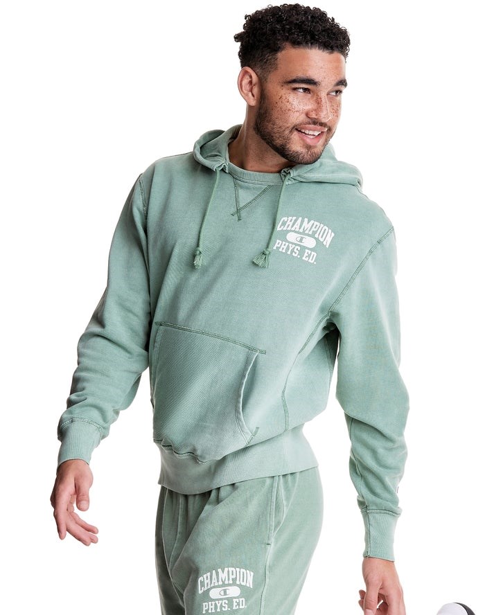 Champion Lätta Fleece V-Notch Hoodie Herr Gröna | 1360824-HZ