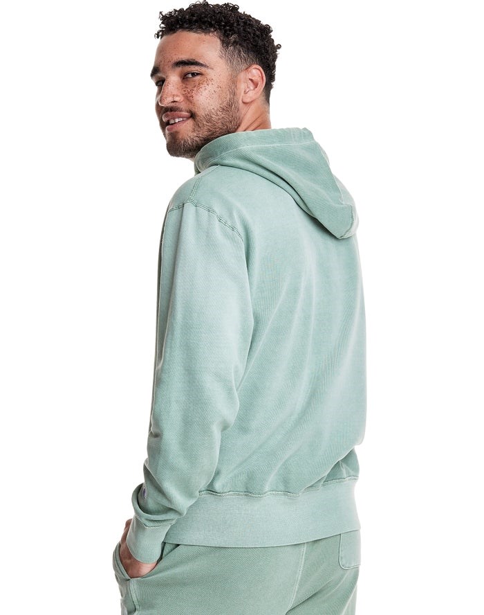 Champion Lätta Fleece V-Notch Hoodie Herr Gröna | 1360824-HZ