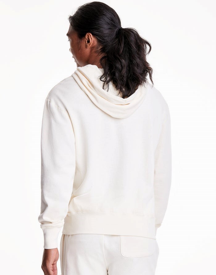 Champion Lätta Fleece V-Notch Hoodie Herr Vita | 7219684-KL