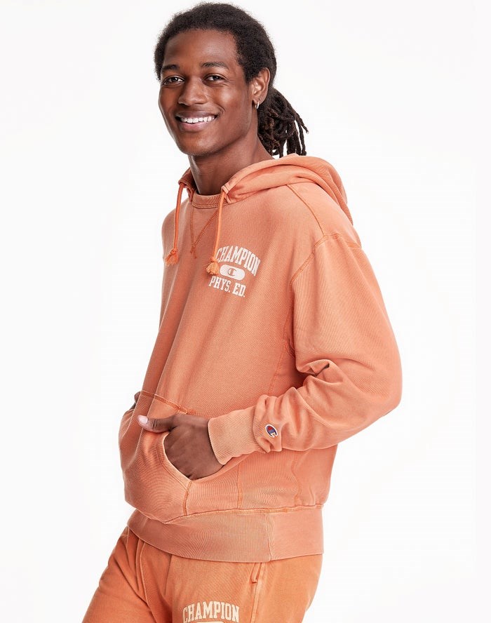 Champion Lätta Fleece V-Notch Hoodie Herr Orange | 9807254-OE