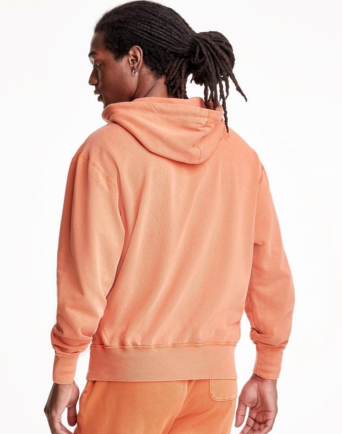 Champion Lätta Fleece V-Notch Hoodie Herr Orange | 9807254-OE