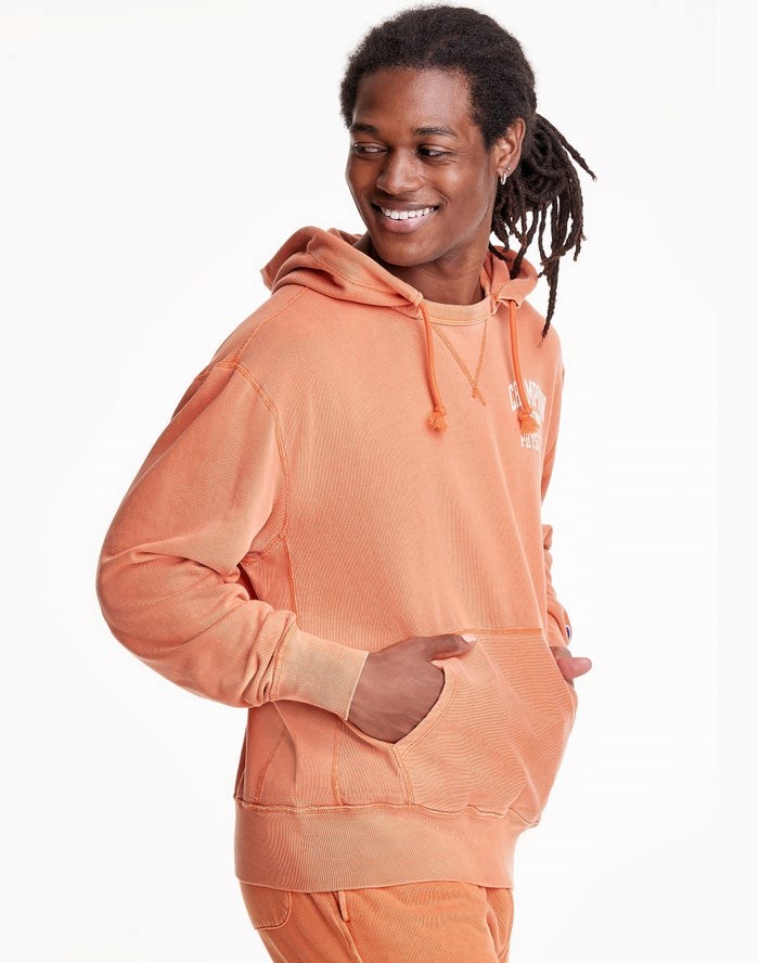 Champion Lätta Fleece V-Notch Hoodie Herr Orange | 9807254-OE