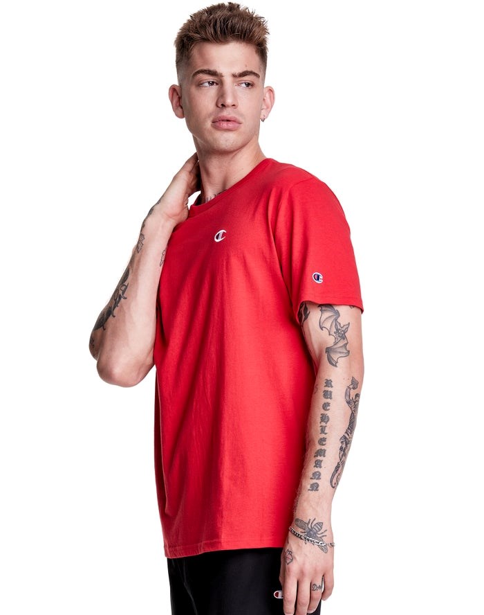 Champion Lätta Jersey C Logo T-shirt Herr Röda | 7826143-YV