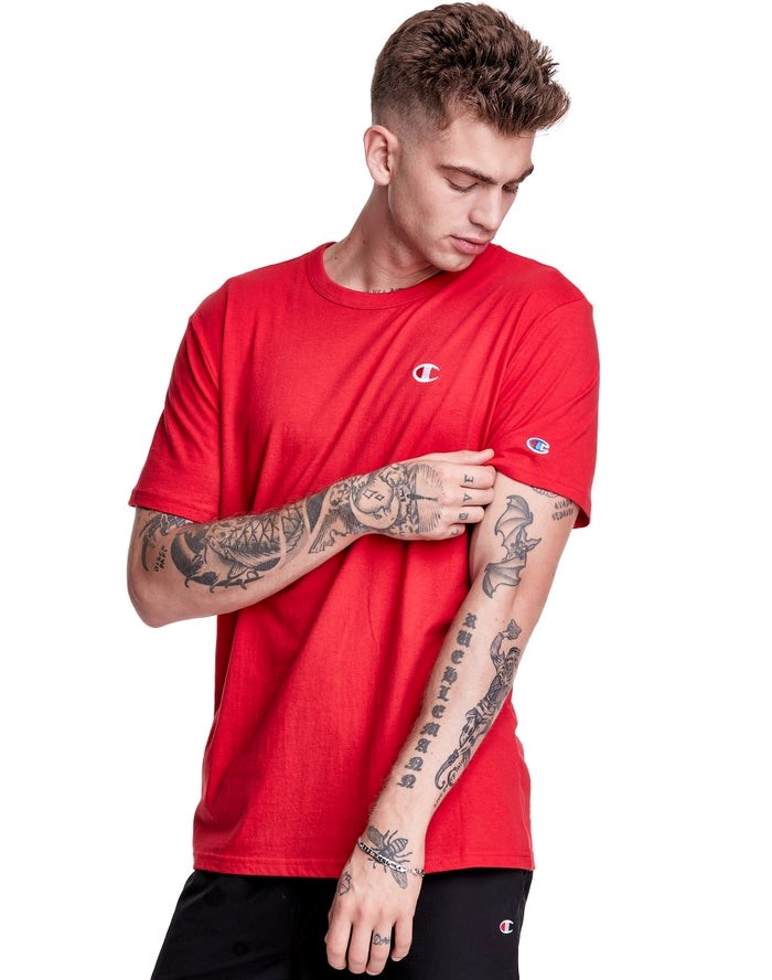 Champion Lätta Jersey C Logo T-shirt Herr Röda | 7826143-YV