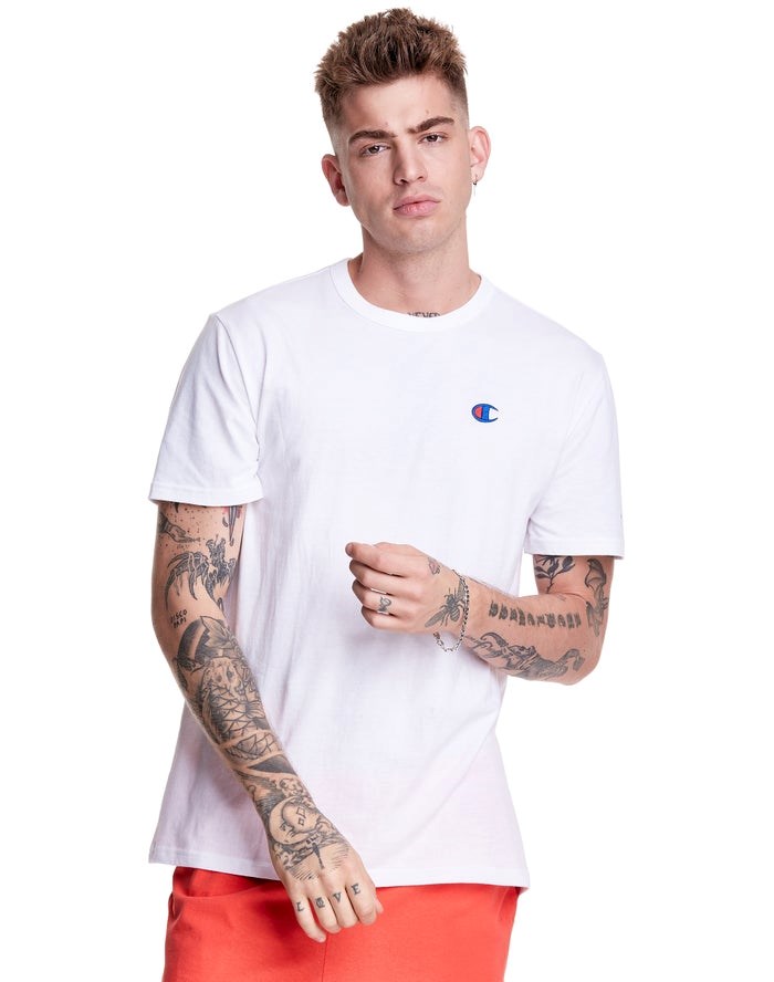 Champion Lätta Jersey C Logo T-shirt Herr Vita | 7906524-GU