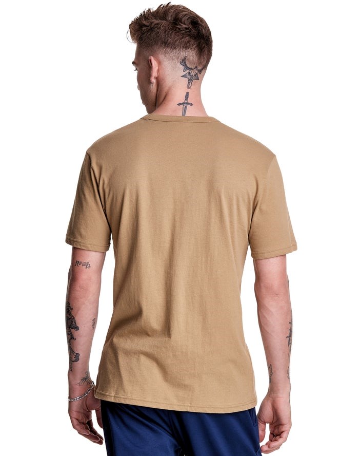 Champion Lätta Jersey C Logo T-shirt Herr Khaki | 8041296-LJ