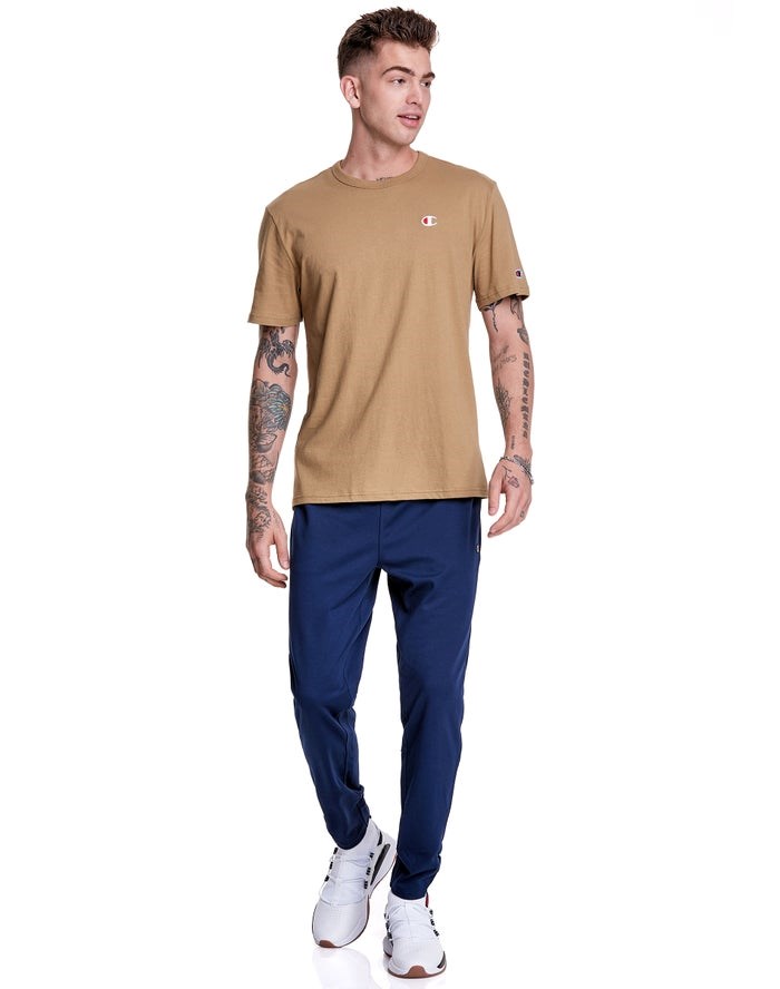 Champion Lätta Jersey C Logo T-shirt Herr Khaki | 8041296-LJ