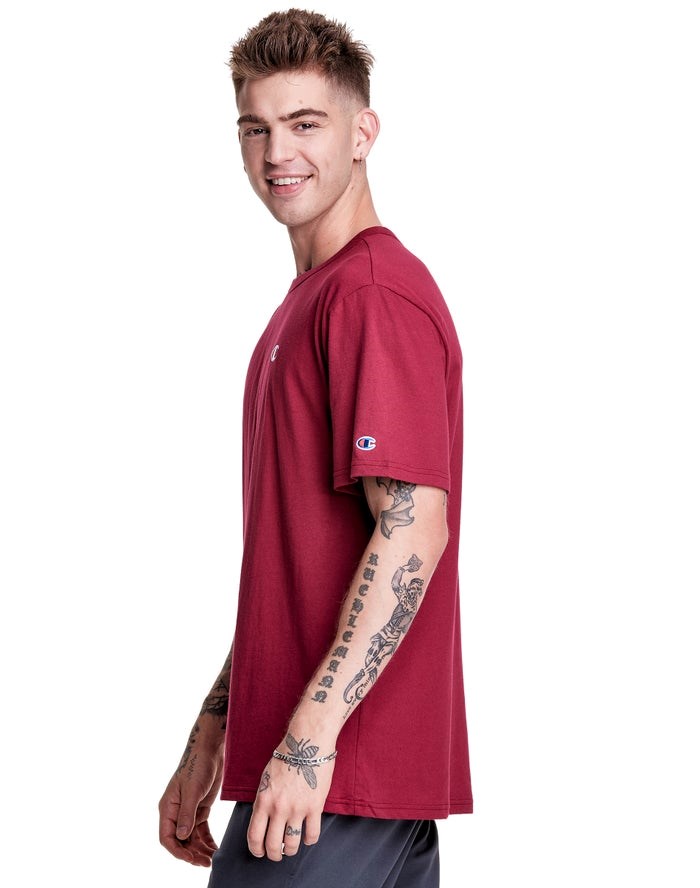 Champion Lätta Jersey C Logo T-shirt Herr Mörkröda | 8760254-MT