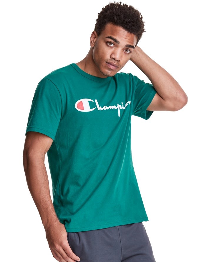 Champion Lätta Script Logo T-shirt Herr Turkos | 0869451-NZ