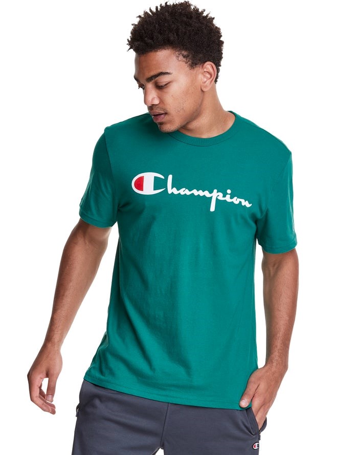 Champion Lätta Script Logo T-shirt Herr Turkos | 0869451-NZ